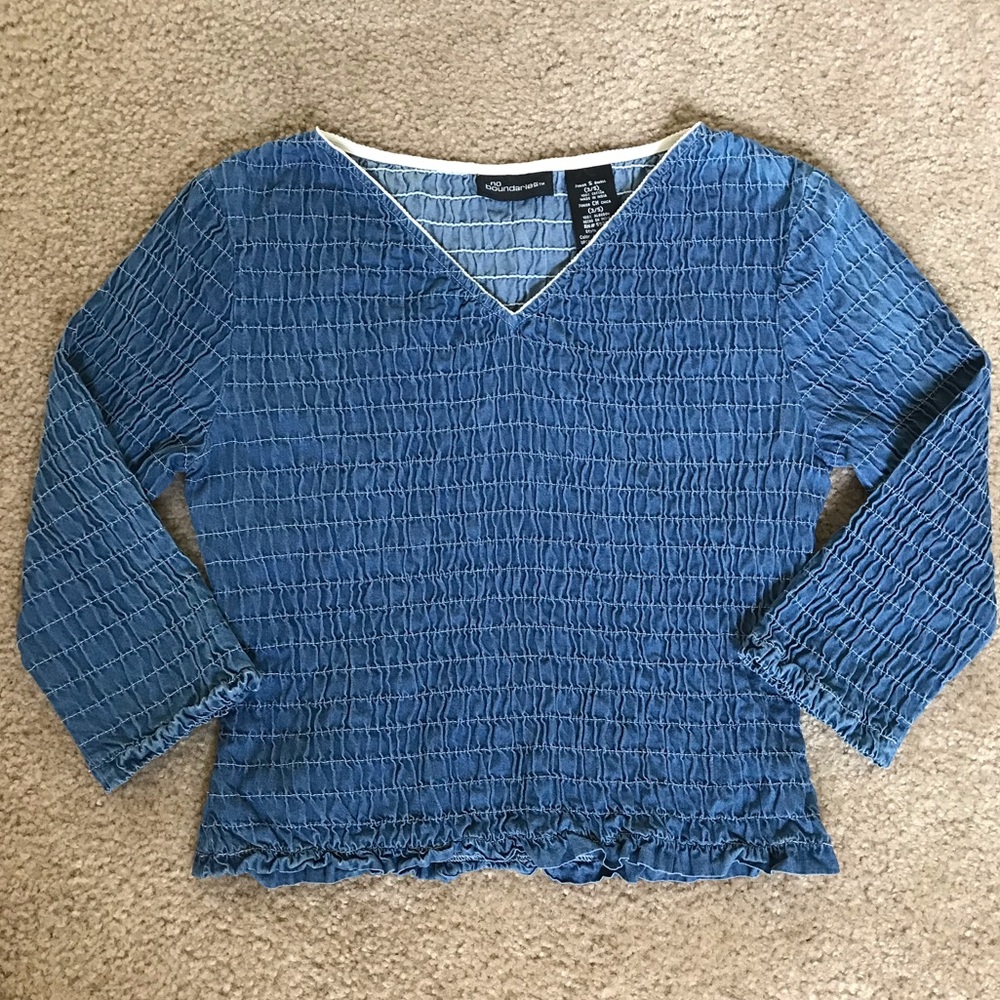 90s y2k vintage No Boundaries 3/4 sleeve crop top small